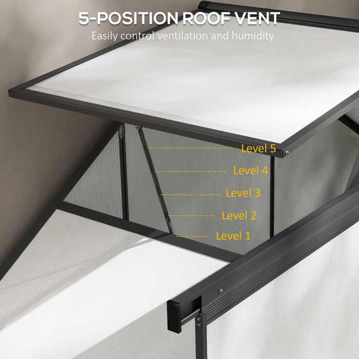 6 x 2.5ft Dark Grey Polycarbonate Greenhouse - Walk-In Structure with Rain Gutter, Sliding Door, and Vent Window - Perfect for Gardeners and Plant Protection