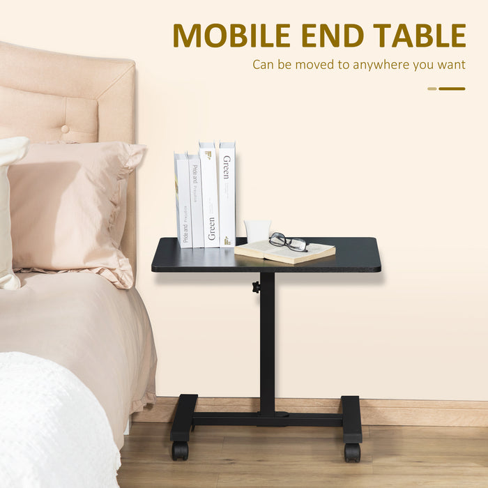 Rolling Laptop Stand with Wheels - Height Adjustable Mobile Overbed Table, Sofa Side Desk for Home Office - Ideal for Remote Work and Studying Spaces