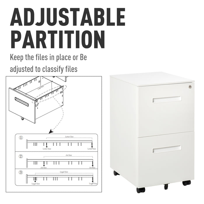 Home Office Mobile File Cabinet - Vertical Filing Furniture with Adjustable Partition, A4/Letter Size, Lockable - Secure Document Organizer for Work and Study