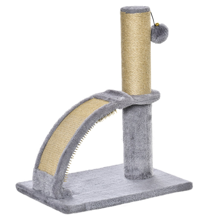 Climbing Activity Center Kitten Tower - Indoor Cat Tree with Scratching Jute Post, Massage Board & Hanging Bell Ball - Entertaining Grey Furniture for Felines