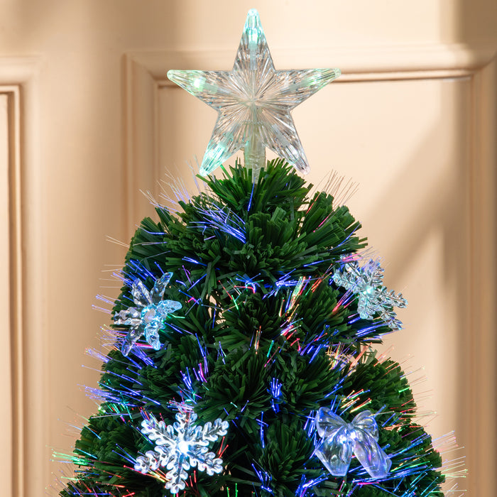 HOMCM 3FT Prelit Tree - LED & Fiber Optic Illuminated Artificial Christmas Tree with Foldable Stand - Festive Home Xmas Decor for Small Spaces