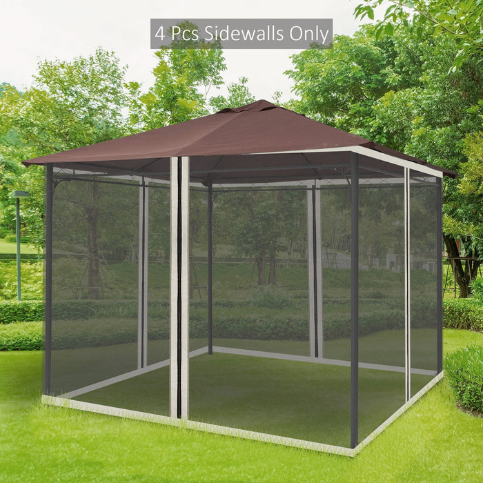 10 x 10ft Gazebo Replacement Mesh Netting - 4-Panel Mosquito Screen Walls with Zippers - Ideal for Outdoor Patio Protection