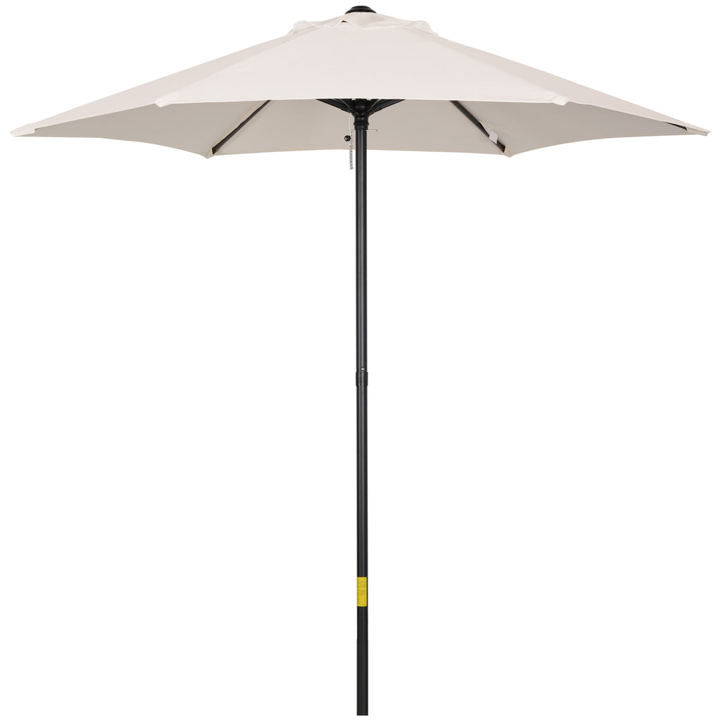 2m Cream White Patio Parasol - Outdoor Sun Shade Umbrella with 6 Sturdy Ribs - Perfect for Balcony, Bench, and Garden Use