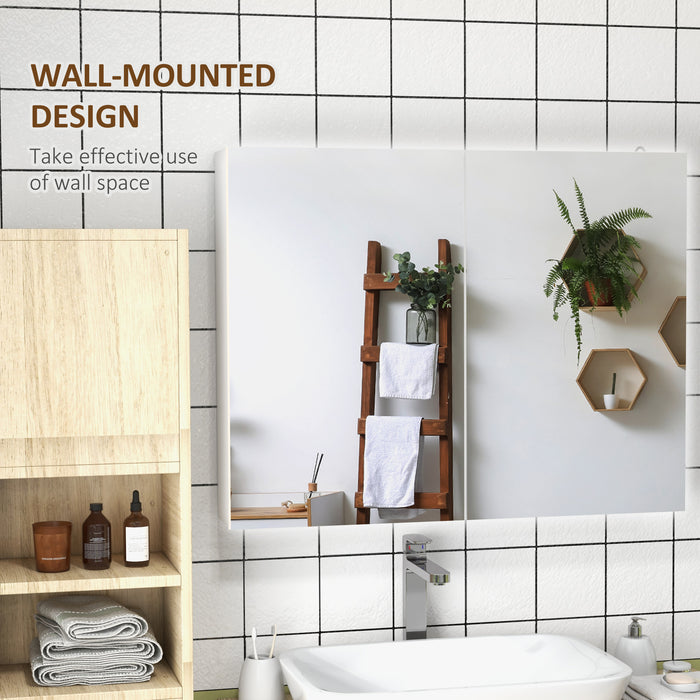 Bathroom Illuminated Mirror Cabinet - White Storage Cupboard with USB Charging & Adjustable Shelf - Ideal for Organizing & Enhancing Small Bath Spaces