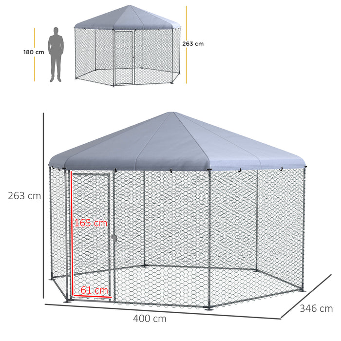 Spacious 4x3.5x2.6m Poultry Shelter - Chicken Coop for 10-15 Birds, Hen House with Outdoor Run - Ideal for Chickens, Hens, Rabbits, Ducks