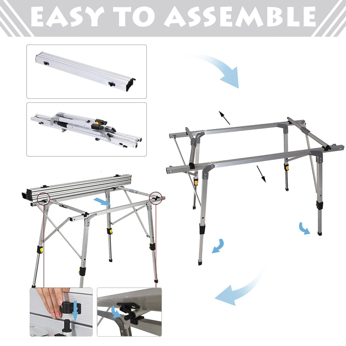 Aluminum Folding Picnic Table, 3FT - Portable and Lightweight with Roll-Up Top - Ideal for Camping, BBQs, and Outdoor Activities
