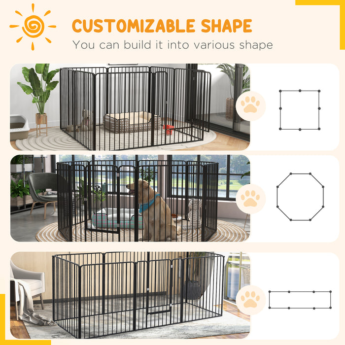 Heavy Duty 8-Panel Dog Pen - 100cm Tall Pet Playpen Suitable for Indoor & Outdoor Use - Ideal for Small to Large Dogs