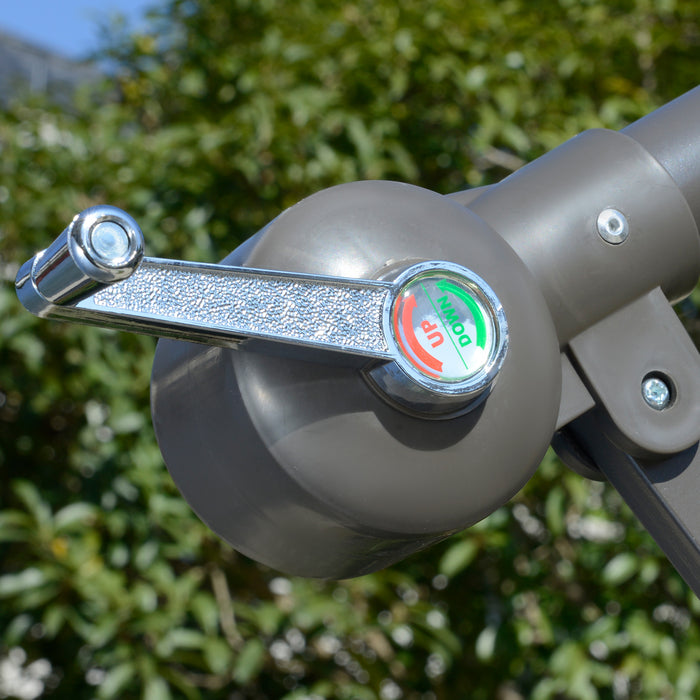 Garden Banana Parasol Cantilever Umbrella, 2.7m - Double-Tier Canopy with Crank Handle and Cross Base - Perfect for Outdoor Patio Sun Shade, Beige