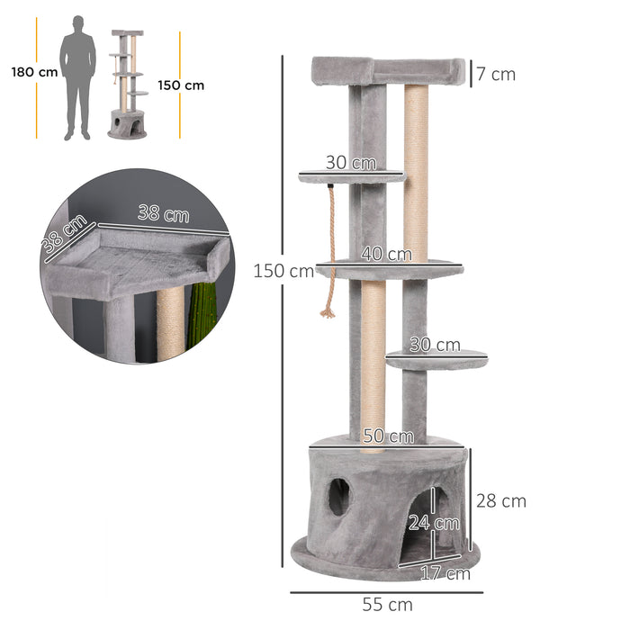 Cat Tree Kitten Tower - Multi-Level Activity Centre with Scratching Post, Condo, Hanging Ropes & Plush Perches - Perfect for Playful Cats and Kittens