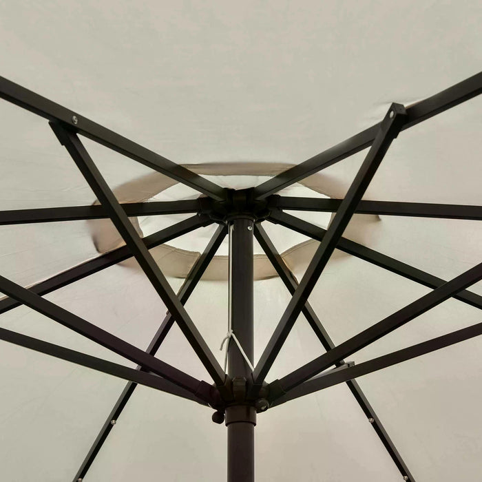 24 LED Light Outdoor Parasol - Tilt & Manual Crank Sun Shade Umbrella for Patio, Garden, Club Events - Ideal for Parties and Outdoor Comfort