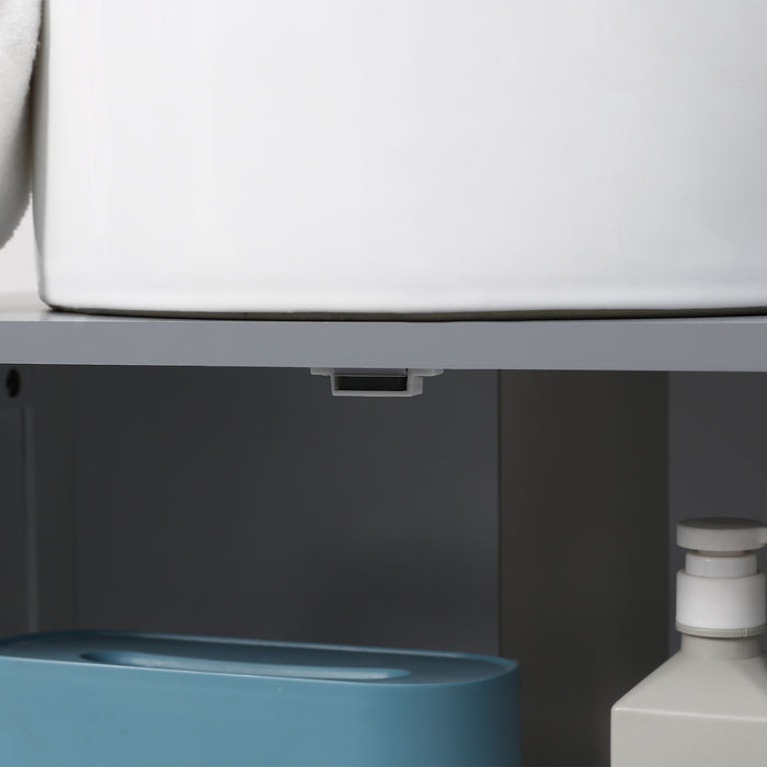 Modern Pedestal Bathroom Cabinet - Double Door Under Sink Vanity Unit with Adjustable Shelves - Elegant Storage Solution for Space Optimization