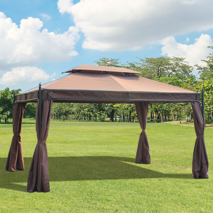 3 x 4m Metal Garden Gazebo - Marquee with Sidewalls, Patio Party Tent Shelter - Ideal for Outdoor Entertainment and Functions
