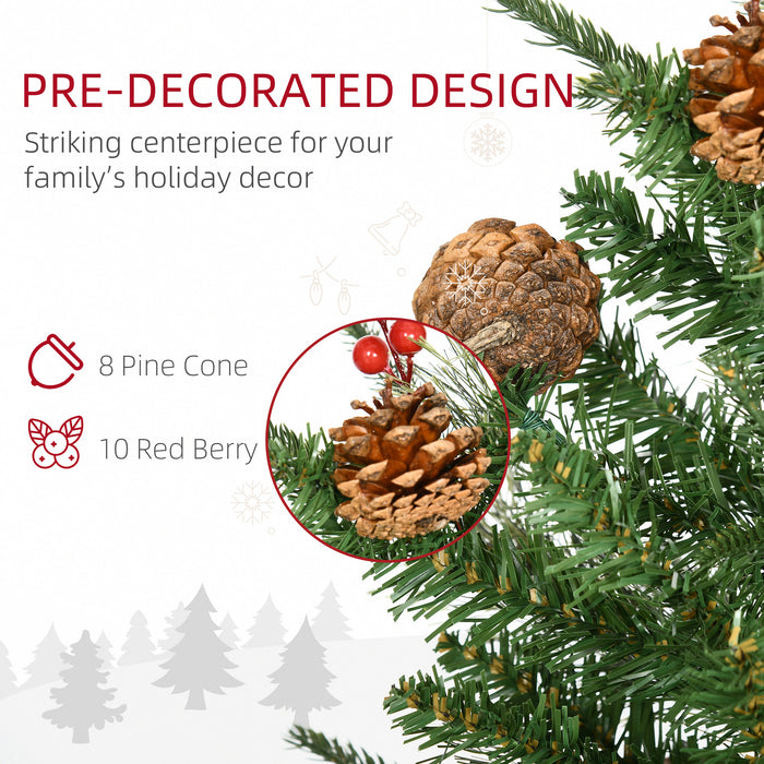 Artificial Christmas Tree Duo - 3ft Pre-Decorated Trees with 110 Lifelike Branches, Pine Cones, Berries in Gold Pot - Ideal for Doorways and Porch Holiday Decor