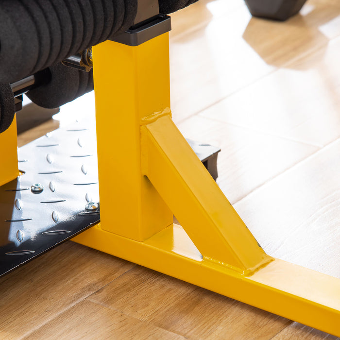 Adjustable 3-in-1 Squat Machine with Padded Bench - Multifunctional Squats, Push-Ups, and Sit-Ups Workout Equipment - Ideal for Home, Office, and Gym Fitness, Yellow