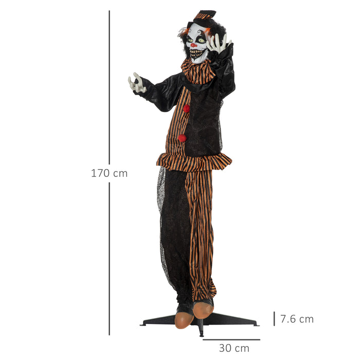 Life-Size 67" Animated Talking Circus Clown - Outdoor Halloween Decoration with Light-Up Eyes and Laughter Sounds - Spooky Entertainment for Haunted House and Trick-or-Treaters