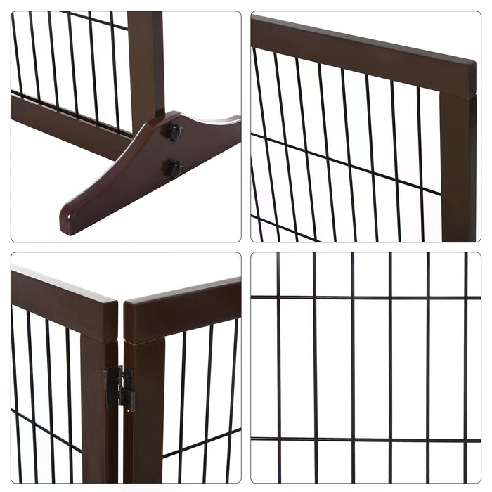 Foldable 3-Panel Pine Pet Gate - Indoor Dog Barrier with Supporting Feet for Safety - Ideal for Dividing Aisles and Stairs