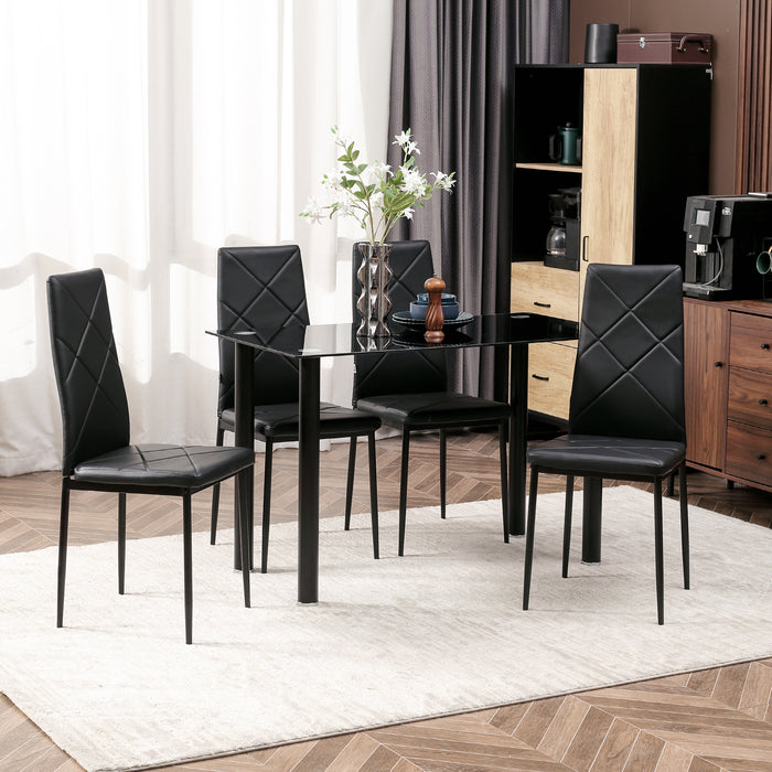 5-Piece Modern Dining Set - Space-Efficient Rectangular Table with Steel Frame for Kitchen - Ideal for Small Groups and Compact Areas