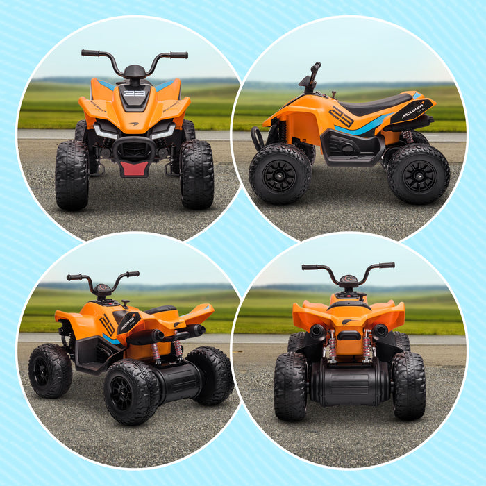 McLaren Licensed 12V Quad Bike - Electric Ride-On with Music, Headlights, MP3, Suspension - Perfect for Kids Aged 3-8 Years, Orange