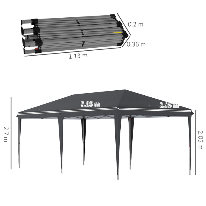 Pop Up Gazebo 3x6m - Foldable, Height Adjustable Tent with Carrying Bag, Black - Ideal for Weddings & Outdoor Events