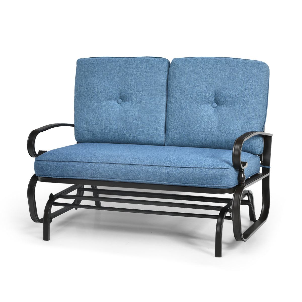 2-Person Glider Chair - Beige Patio Furniture with Cushions - Ideal for Outdoor Relaxation and Entertainment