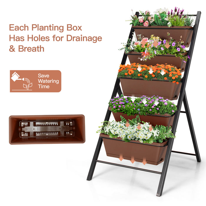 5-Tier Green Freestanding Garden Planter - Raised Planters with 5 Container Boxes - Ideal for Garden Enthusiasts and Space-Saving Plantings