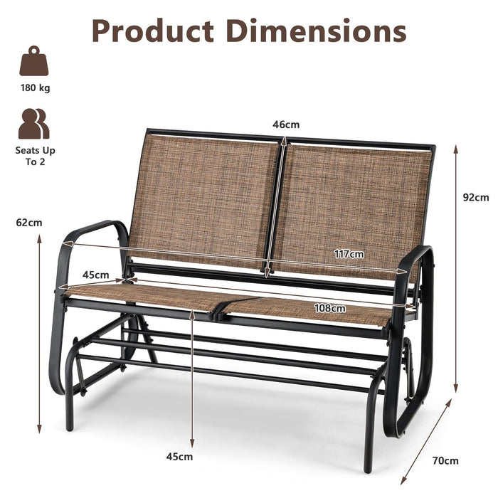 Outdoor Glider Bench - 2 Seater, Perfect for Porch, Backyard, Poolside - Ideal Relaxation Furniture for Home Exterior Spaces