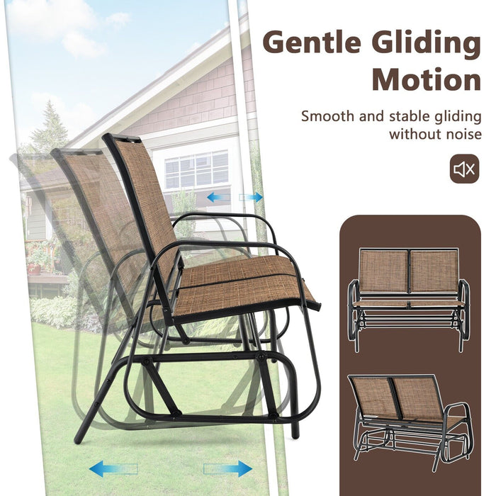 Outdoor Glider Bench - 2 Seater, Perfect for Porch, Backyard, Poolside - Ideal Relaxation Furniture for Home Exterior Spaces
