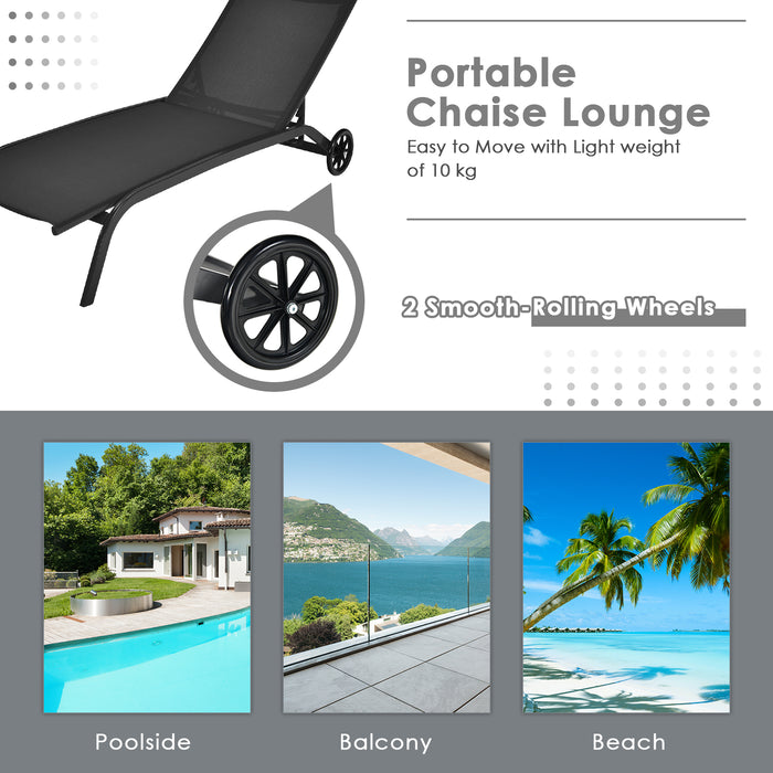 Adjustable Chaise Lounge - Smooth Rolling Wheels and Quick Dry Fabric - Ideal for Poolside Lounging and Outdoor Relaxation