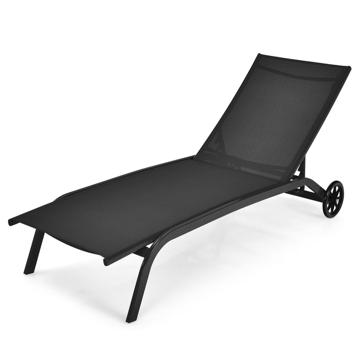 Adjustable Chaise Lounge - Smooth Rolling Wheels and Quick Dry Fabric - Ideal for Poolside Lounging and Outdoor Relaxation