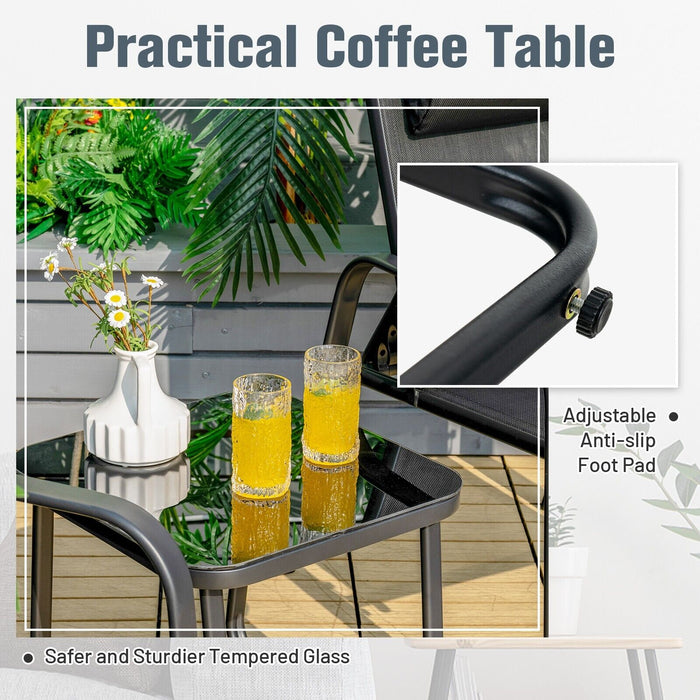3-Piece Outdoor Furniture Set - Patio Bistro Collection with Stackable Chairs and Coffee Table - Ideal for Intimate Garden Gatherings
