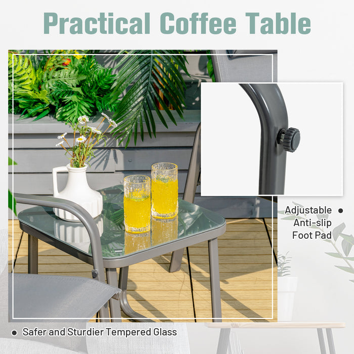 3-Piece Outdoor Furniture Set - Patio Bistro Collection with Stackable Chairs and Coffee Table - Ideal for Intimate Garden Gatherings