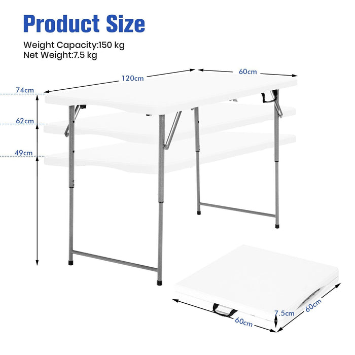 Compact Picnic Table - Portable and Bi-fold Design with 3-Level Height Adjustment - Perfect for Outdoor Events and Family Gatherings