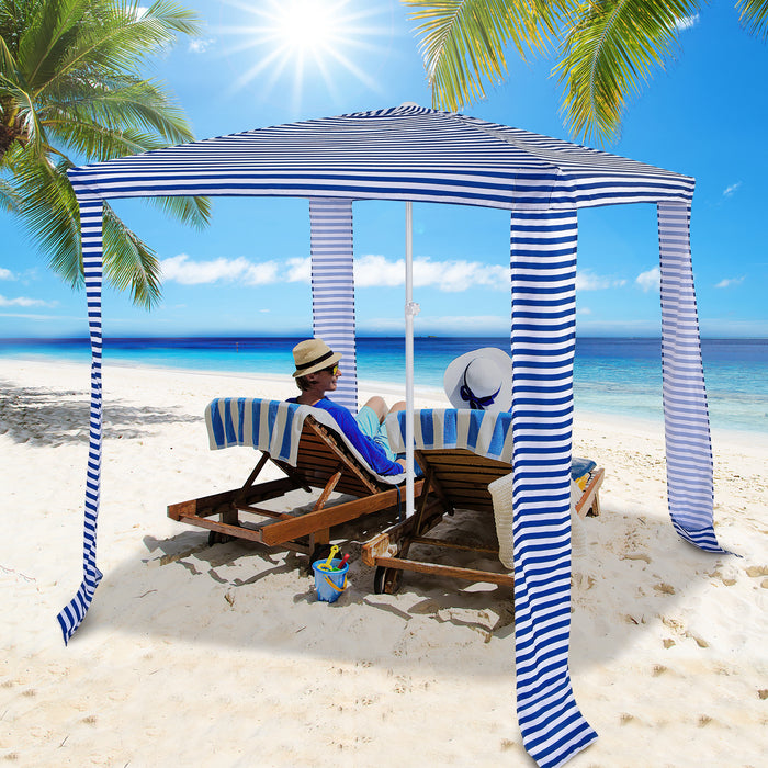 Easy-Setup Beach Canopy, 6.6 x 6.6 Feet, Foldable, Blue - Beach Shade Tent with Convenient Carry Bag - Ideal Solution for Sun Protection Outdoors