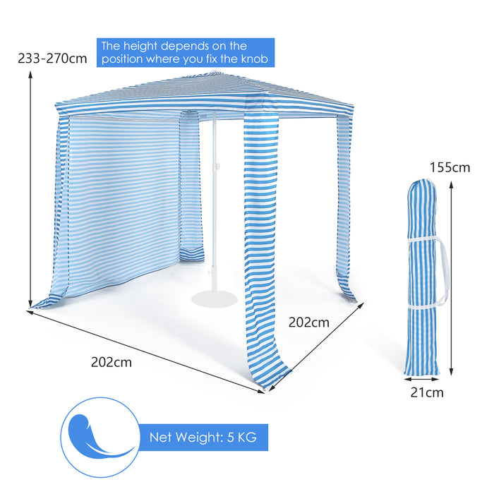 Easy-Setup Beach Canopy, 6.6 x 6.6 Feet, Foldable, Blue - Beach Shade Tent with Convenient Carry Bag - Ideal Solution for Sun Protection Outdoors