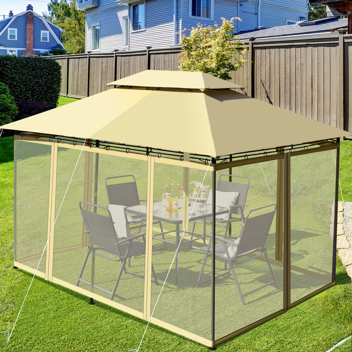 Beige Garden Gazebo - Removable Mesh Side Walls, Perfect for Patio and Backyard - Ideal for Outdoor Entertaining and Protection from Insects