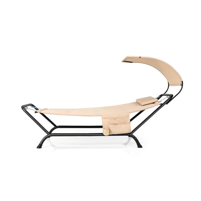 Outdoor Hammock Brand - Stand Cushion and Canopy, Garden Lawn Appropriate, Beige Color - Perfect for Relaxation and Outdoor Lounging