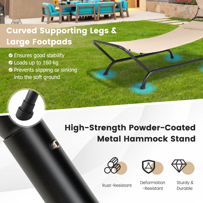 Outdoor Hammock Brand - Stand Cushion and Canopy, Garden Lawn Appropriate, Beige Color - Perfect for Relaxation and Outdoor Lounging