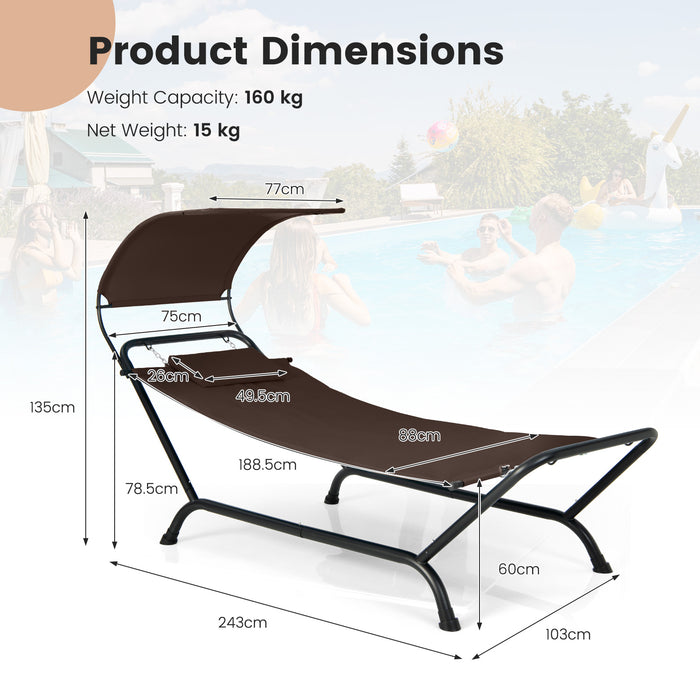 Outdoor Hammock Brand - Stand Cushion and Canopy, Garden Lawn Appropriate, Beige Color - Perfect for Relaxation and Outdoor Lounging