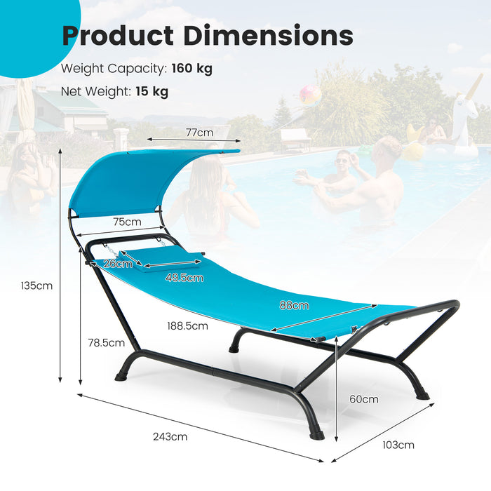 Outdoor Hammock Brand - Stand Cushion and Canopy, Garden Lawn Appropriate, Beige Color - Perfect for Relaxation and Outdoor Lounging
