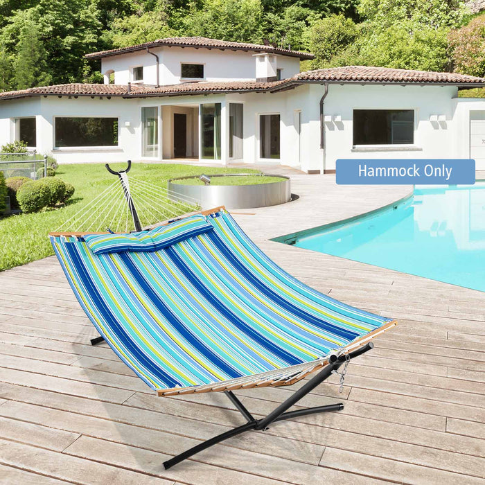 Blue Outdoor Porch Hammock - Detachable Feature with Wooden Spreader Bars - Ideal for Relaxation and Leisure Time