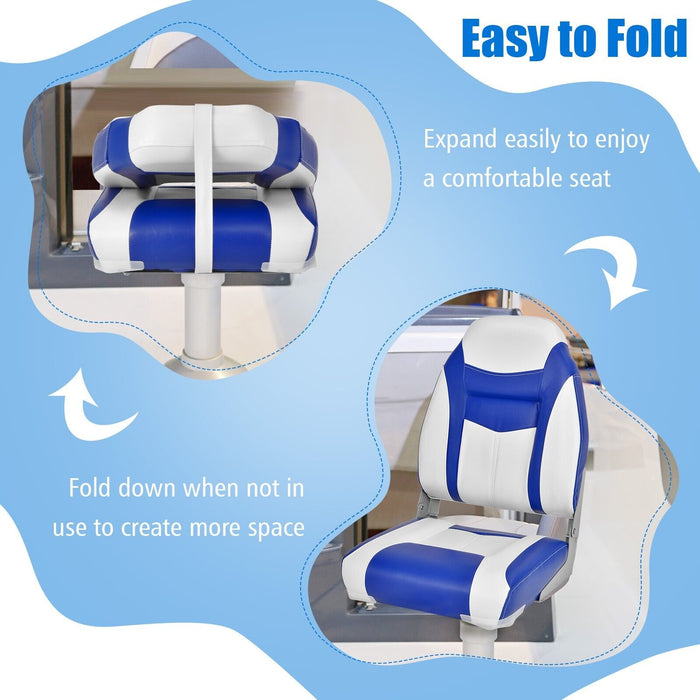 Boat Comfort - High Back Boat Seat with Dense Sponge Cushion in Blue - Ideal for Long Waterside Experiences for Boaters