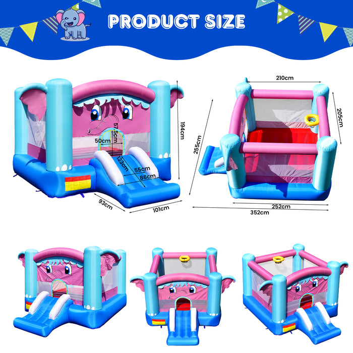 Inflatable 3-In-1 Kids Playhouse - Bounce House with Slides and Basketball Rim, No Blower Included - Ideal Fun Activity for Young Children