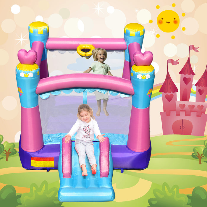 Princess Theme Play Arena - Bounce House with Slide and Basketball Rim, No Blower Included - Ideal for Girls, Perfect for Outdoor Fun and Birthday Parties