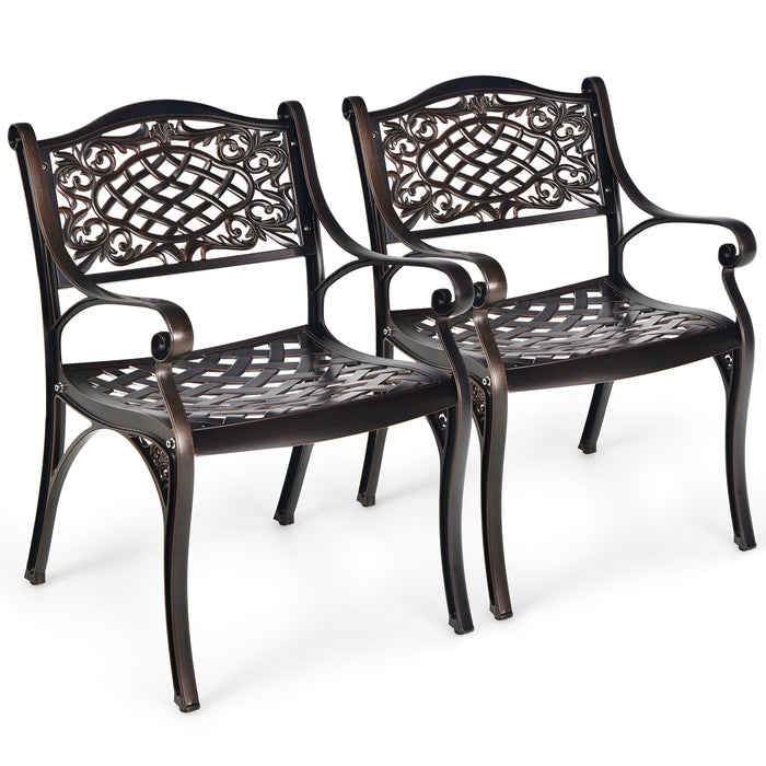 Weather-Resistant Outdoor Dining Chairs - Patio Seating with Armrests and Ergonomic Seat Curvature - Ideal for Outdoor Events and Parties, Wine Color