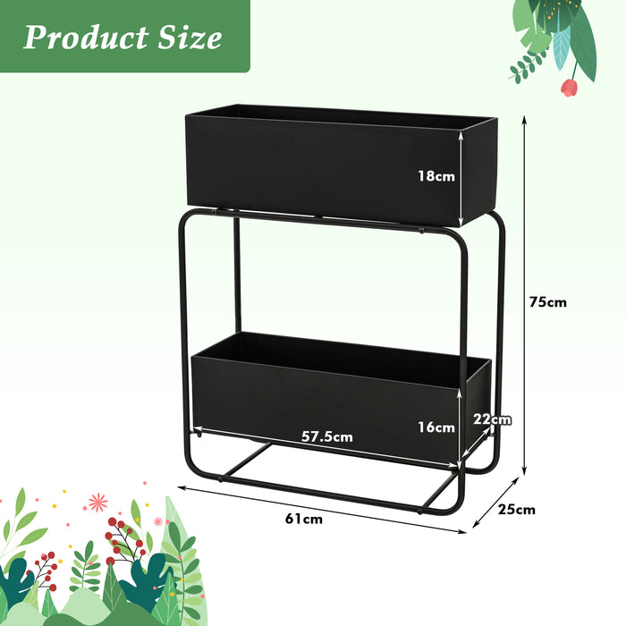 2-Tier Metal Raised Garden Bed - Ideal for Vegetables, Herbs and Flowers in Black Color - Perfect Solution for Gardening Enthusiasts