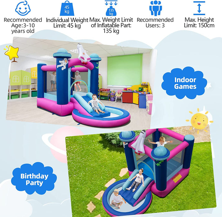 Unbranded Inflatable Bounce House - 480W Blower and Carrying Bag Included - Perfect for Children's Outdoor Play and Parties