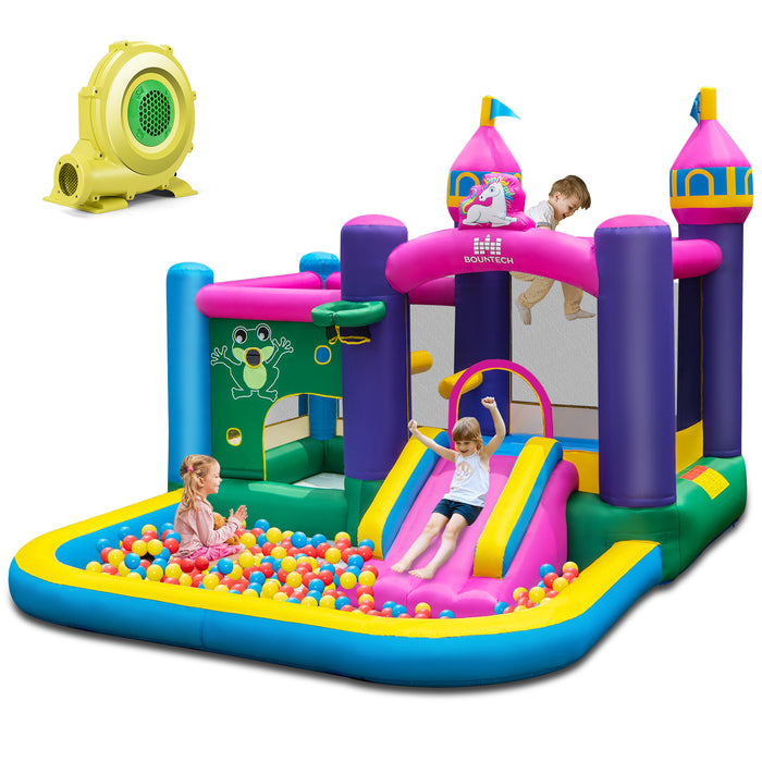 6-in-1 Inflatable Bounce House with 680W Blower - Fun and Safe Play Center with Slide for Kids - Ideal for Parties and Backyard Entertainment
