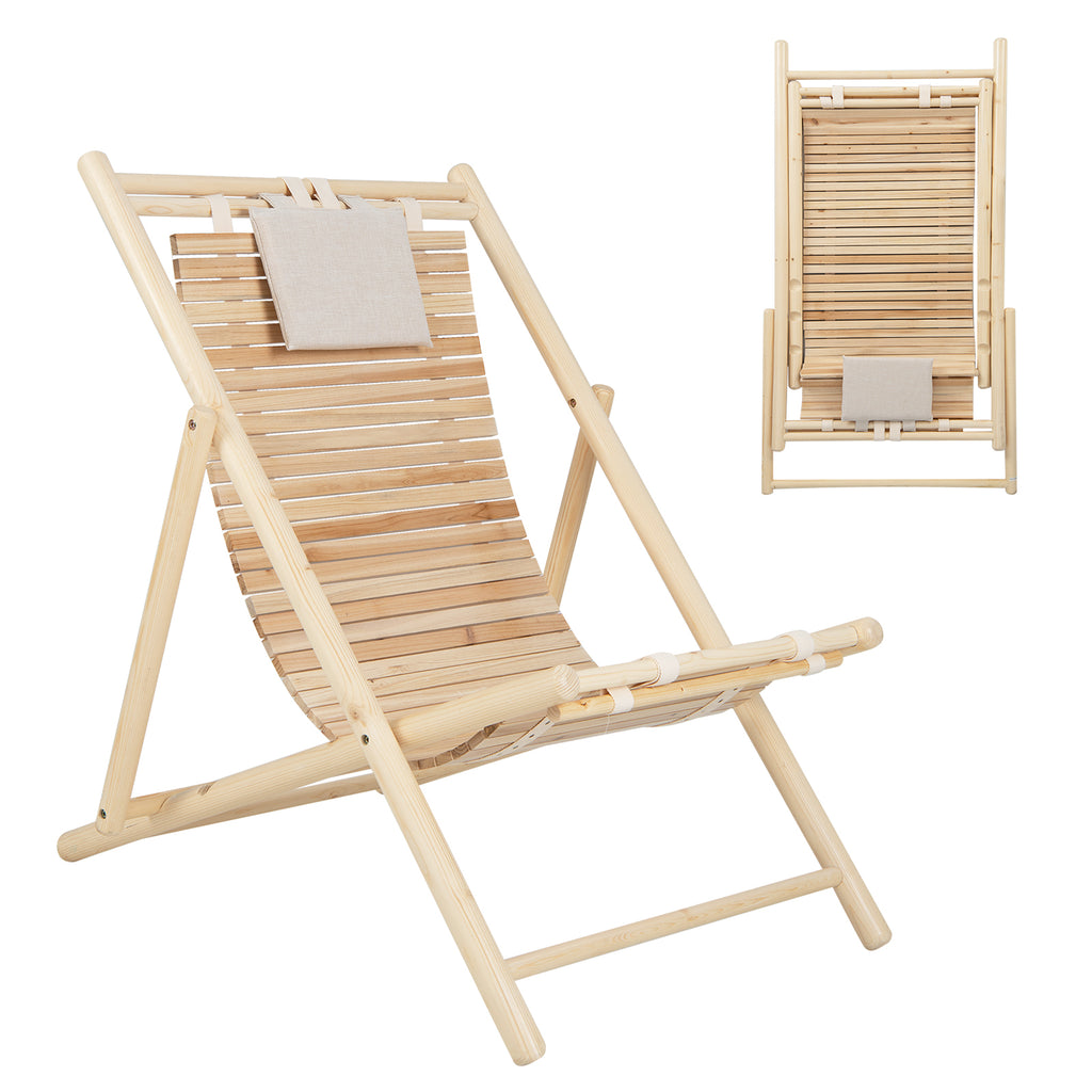 Lounger Chair Recliner - Adjustable with 3 Positions and Cushioned Headrest Feature - Ideal for Comfortable Natural Relaxation