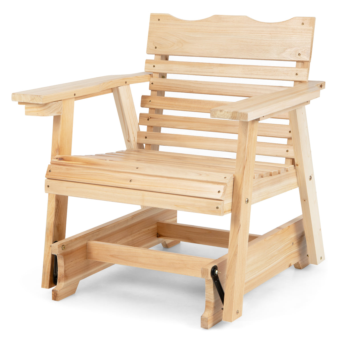Natural Finish High Back Wood Rocking Chair for Relaxation — Shopsta UK