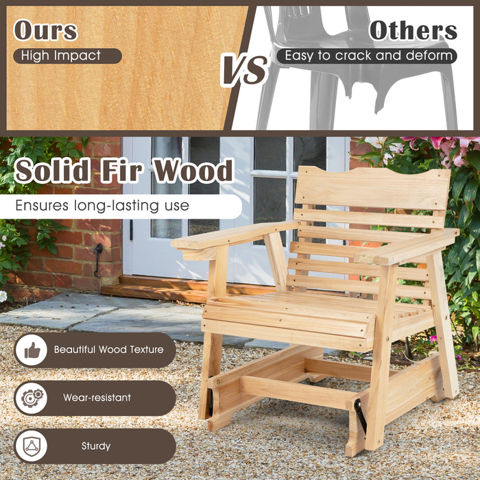 Wood Rocking Chair - High Back and Widened Armrests in Natural Finish - Ideal for Relaxation and Comfort Seekers